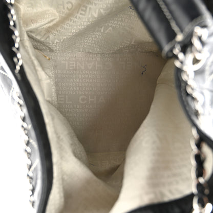 Chanel Lambskin Contrast Stitch Large Drawstring Tote Black 5 of 11