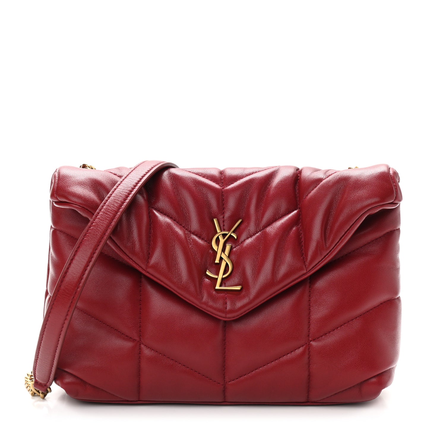 Lambskin Quilted Toy Loulou Puffer Monogram Chain Satchel Red