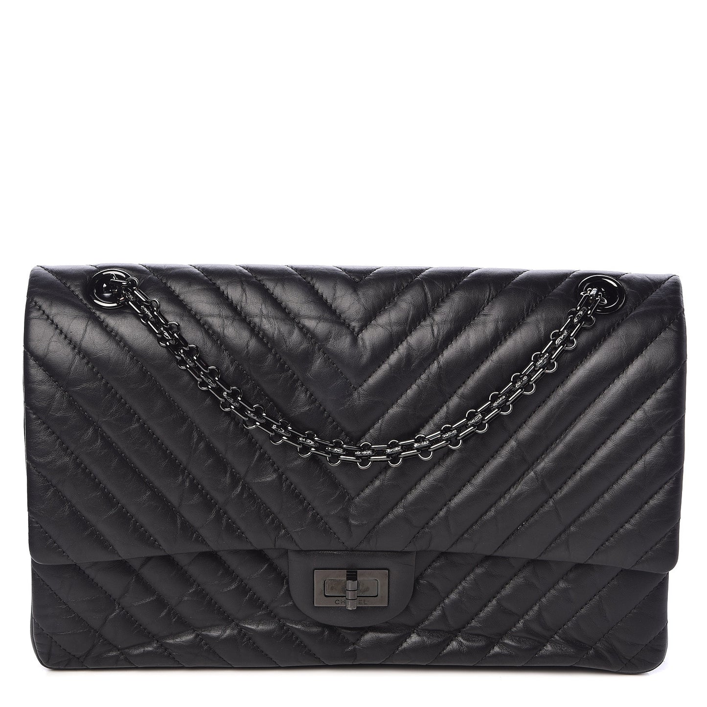Aged Calfskin Chevron Quilted 2.55 Reissue 226 So Black