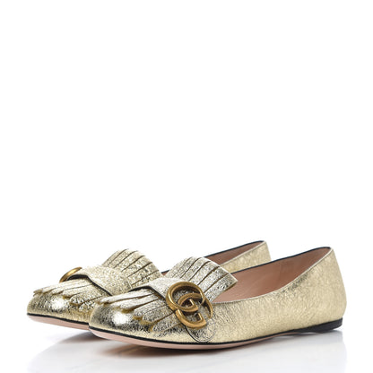 Gucci Galassia GG Marmont Fringe Flats 36.5 Platino 3 of 21