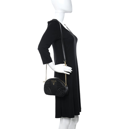 Prada Soft Calfskin Impunture Diagramme Dome Crossbody Bag Black 2 of 10