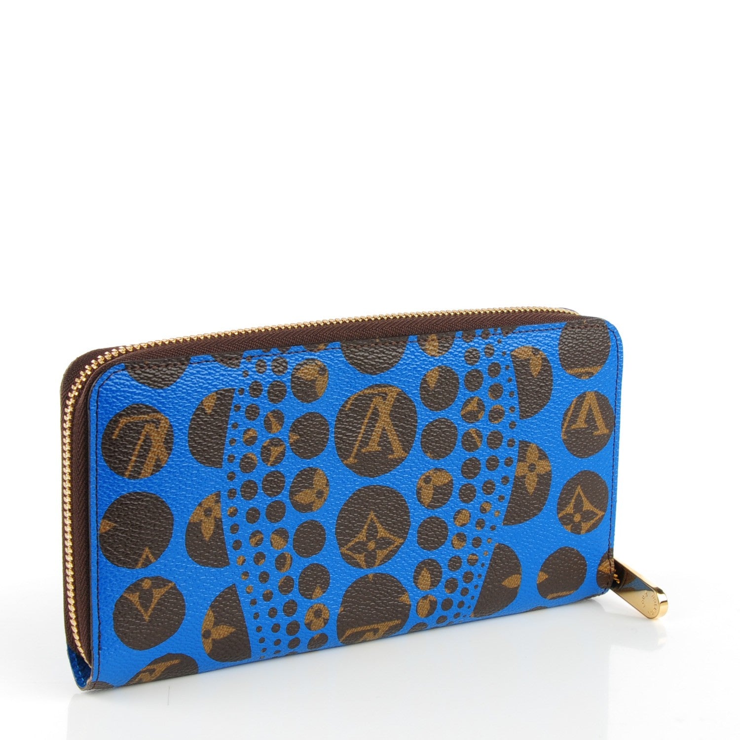 Louis Vuitton Monogram Kusama Pumpkin Dots Zippy Wallet Blue 3 of 9