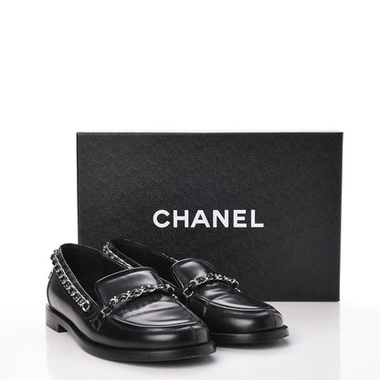 Chanel Calfskin CC Chain Moccasin Loafers 35 Black 11 of 11