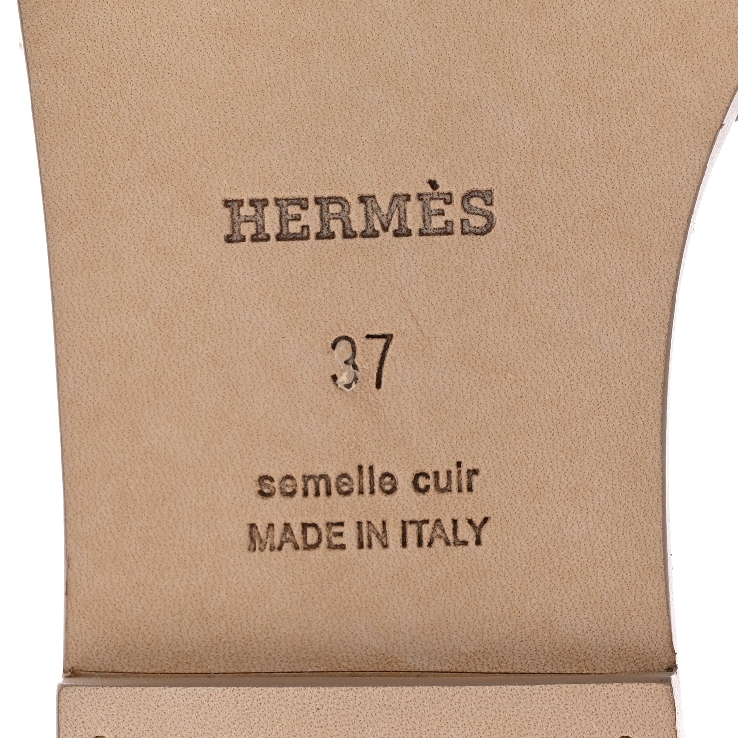 Hermes Box Calfskin Oran Sandals 37 Beige Mastic 6 of 11