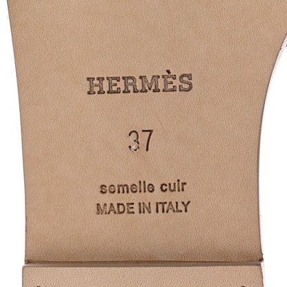 Hermes Box Calfskin Oran Sandals 37 Beige Mastic 6 of 11