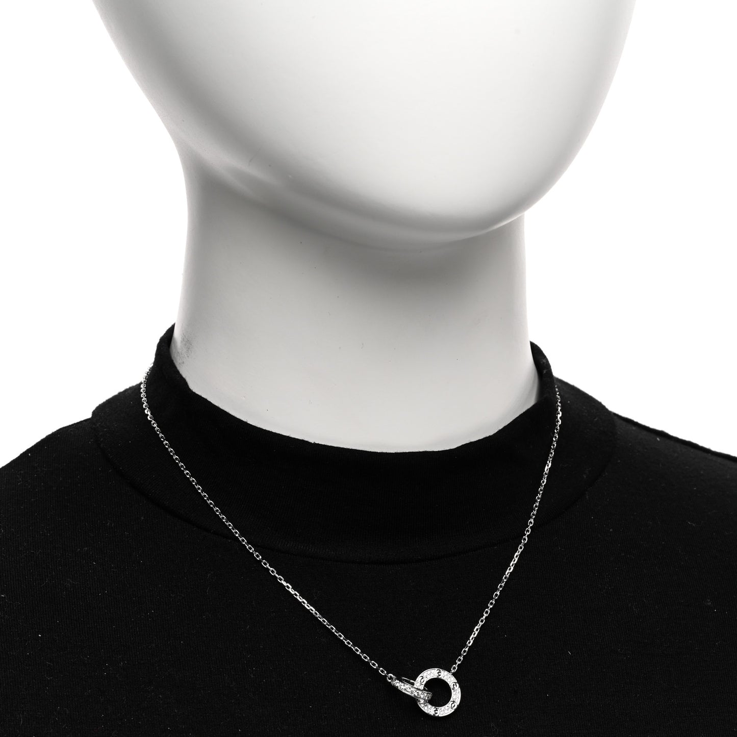 18K White Gold Diamond Interlocking LOVE Paved Necklace