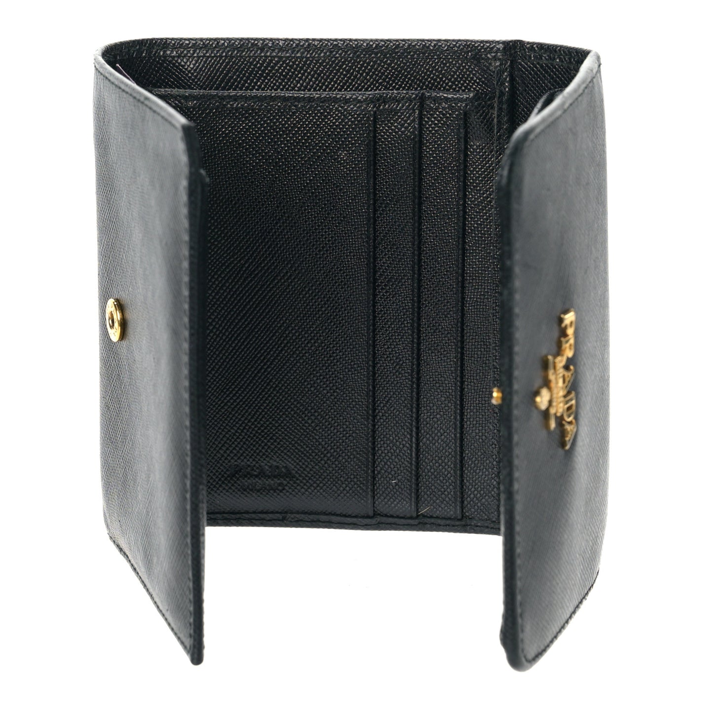 Saffiano Metal Tri-Fold Wallet Black
