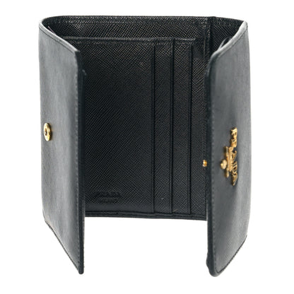Prada Saffiano Metal Tri-Fold Wallet Black 5 of 8