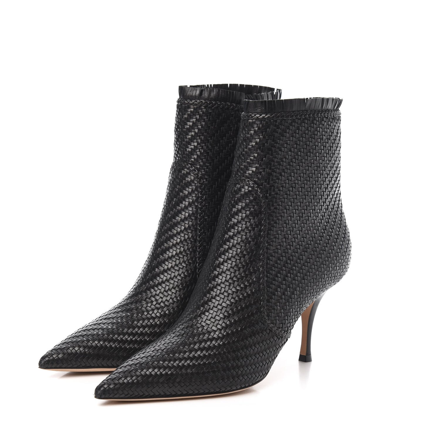 Lambskin Woven District Ankle Boots 38 Black