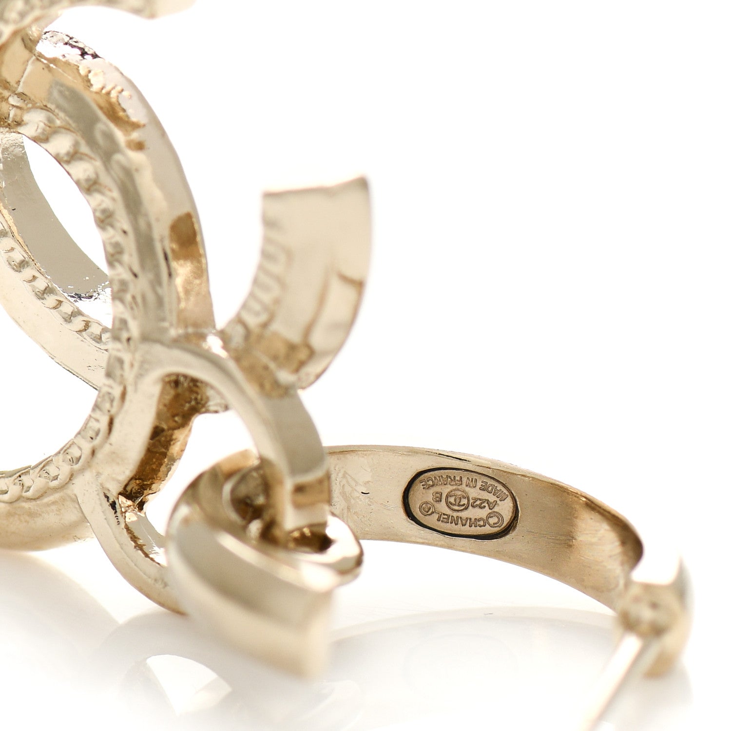 Chanel Metal Crystal Studded CC Hoop Drop Earrings Gold 4 of 4