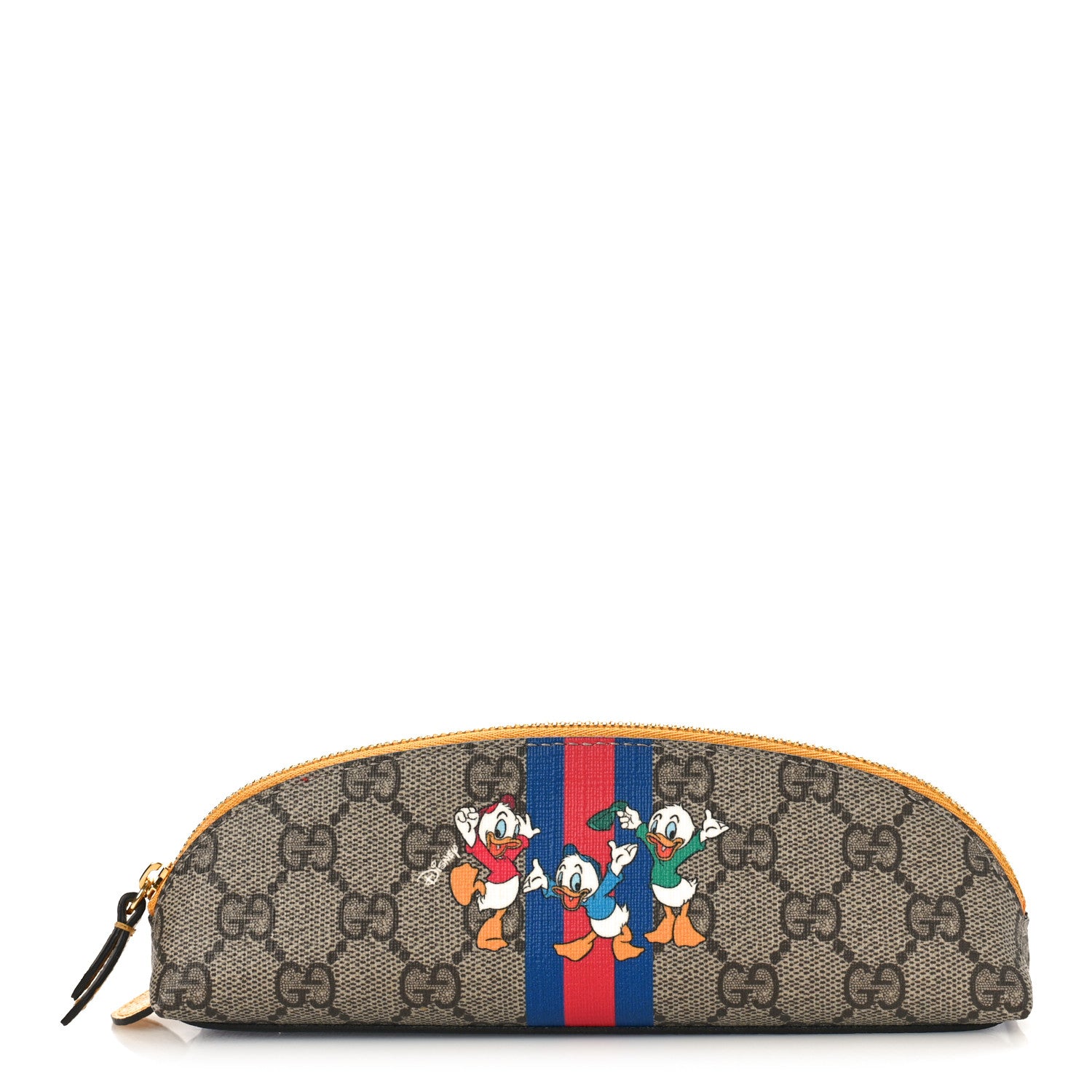 Gucci X DISNEY GG Supreme Monogram Web Daisy Donald Duck Pencil Case Blue 1 of 9