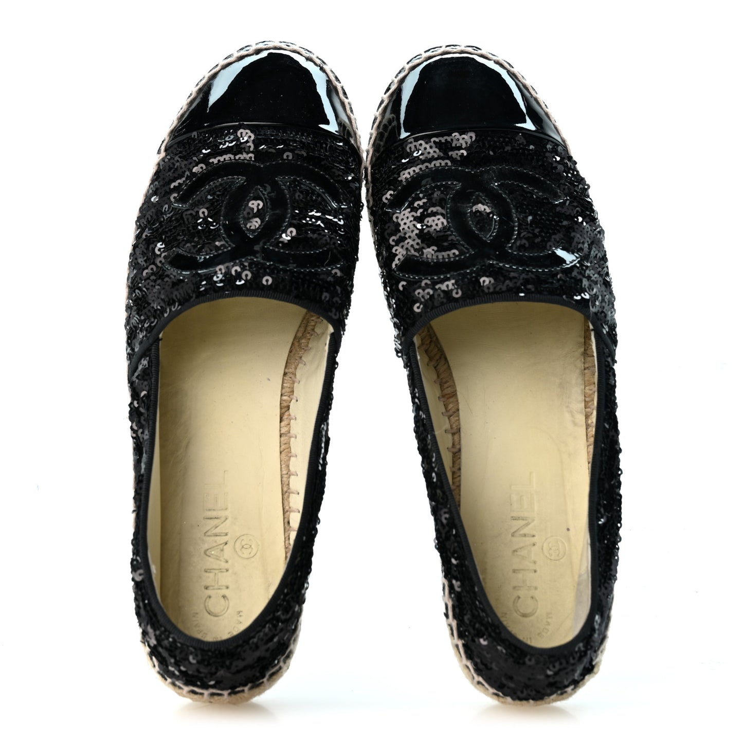 Patent Sequin CC Espadrilles 38 Black