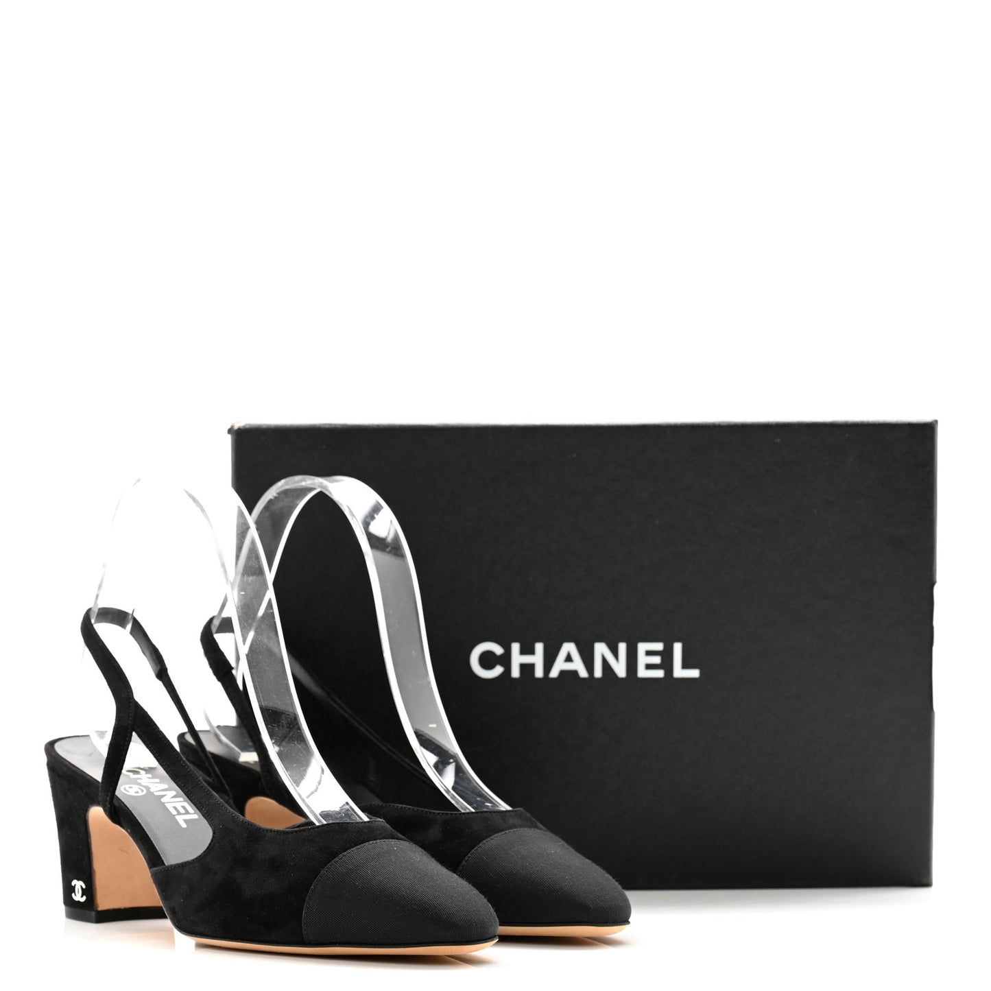 Velour Grosgrain Cap Toe CC Slingback Pumps 39 Black