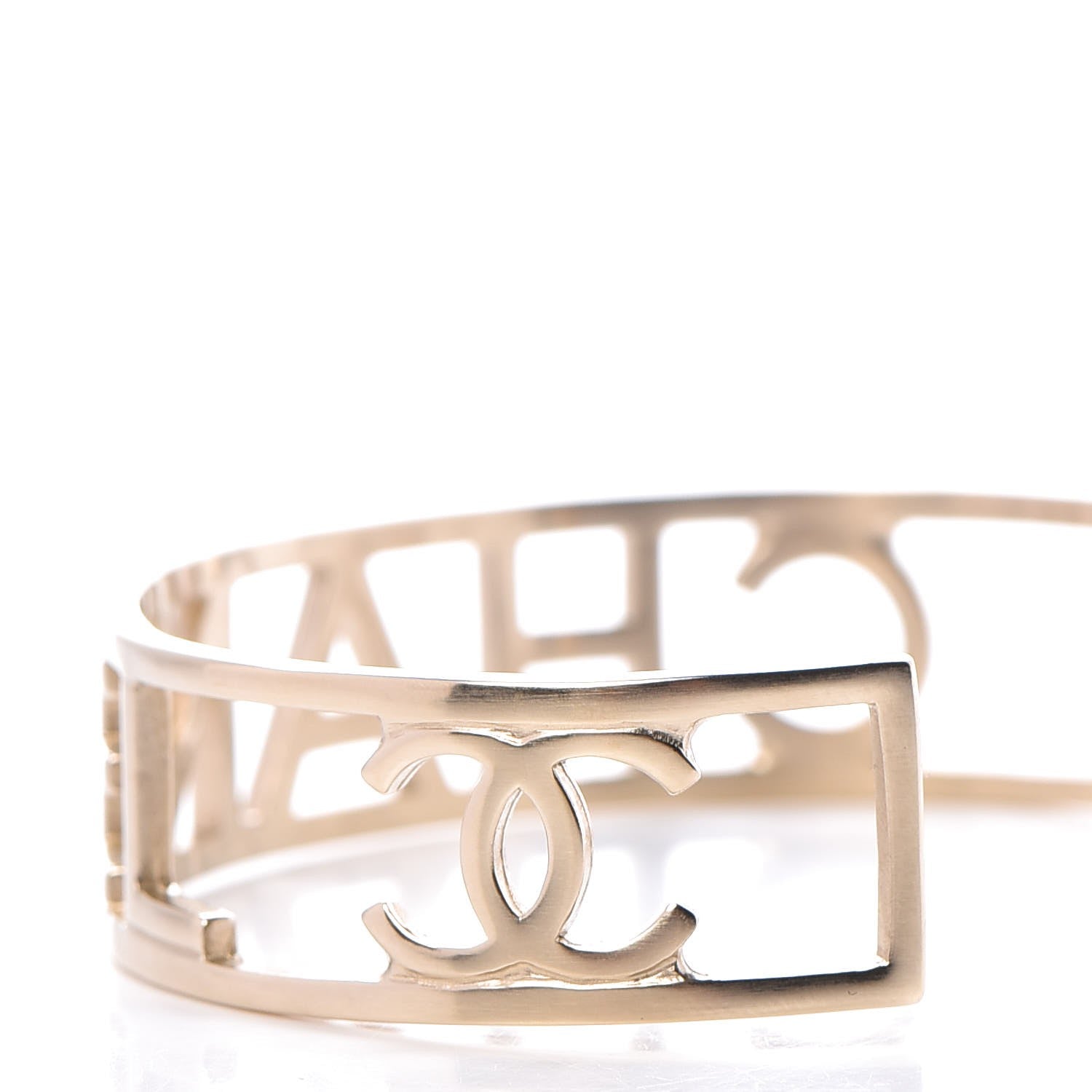 Chanel Baguette Logo Cuff Bracelet Gold 3 of 5