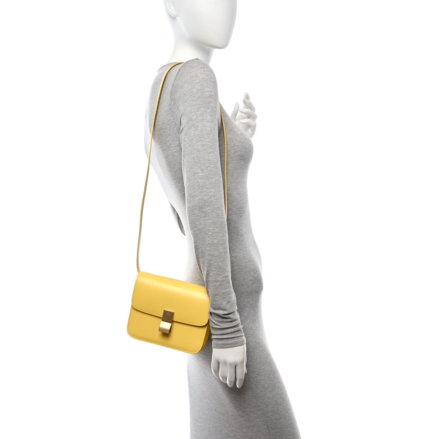 Box Calfskin Teen Classic Box Flap Bag Yellow