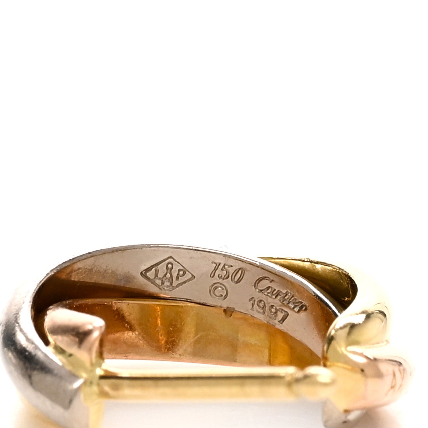 18K Pink Yellow White Gold Small Trinity Hoop Earrings