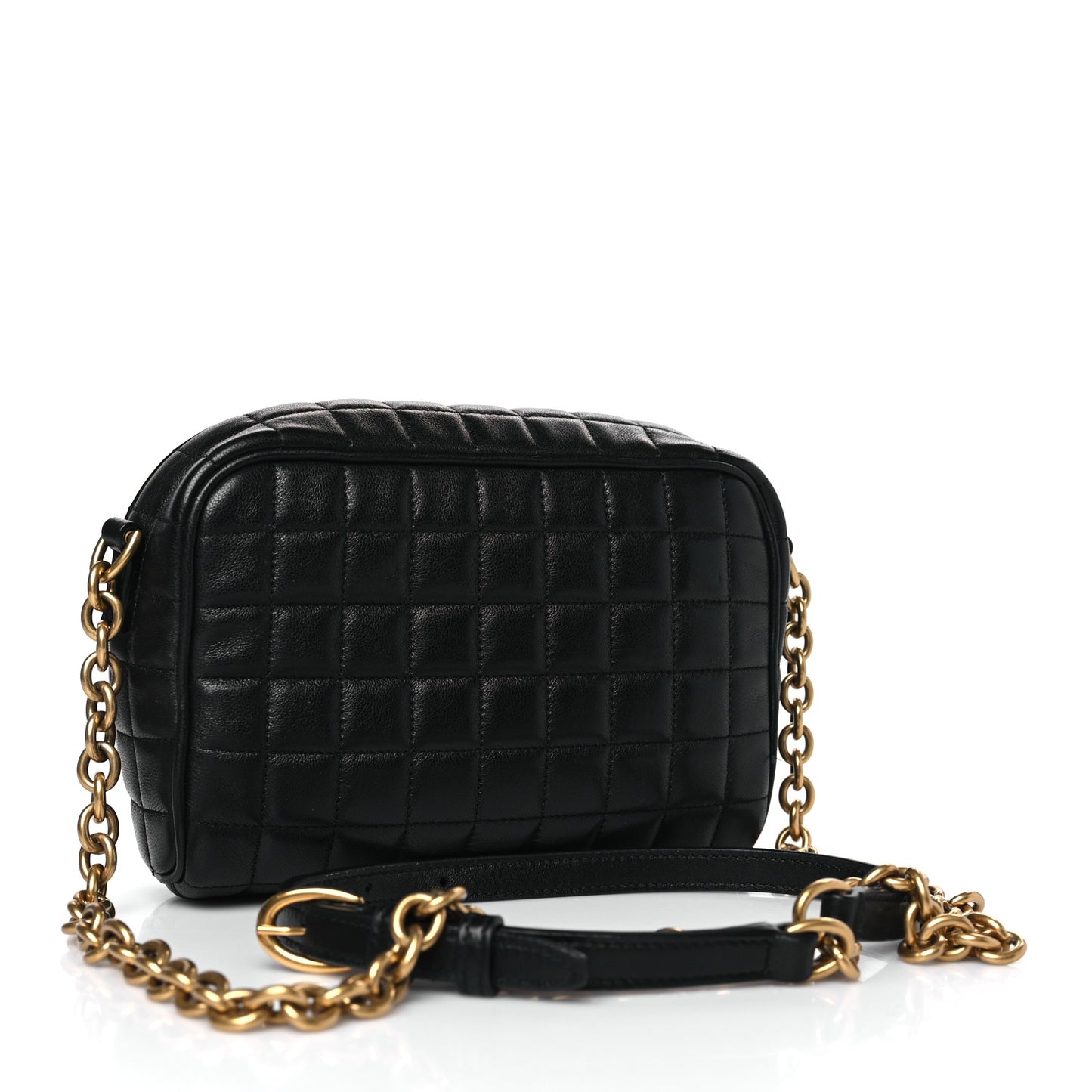 Lambskin Carre Quilted Cassandre Mini Camera Bag Black