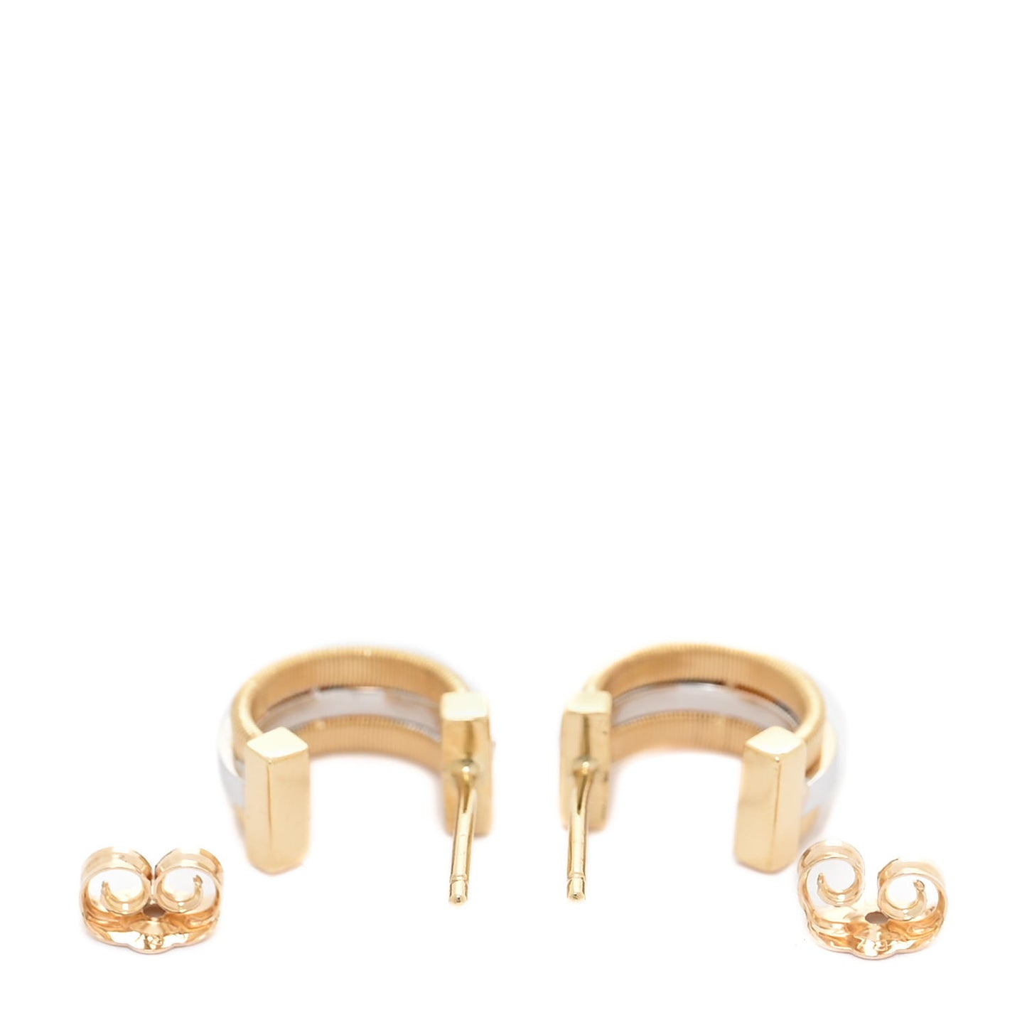 18K Yellow White Gold Diamond Masai Coil Hoop Earrings