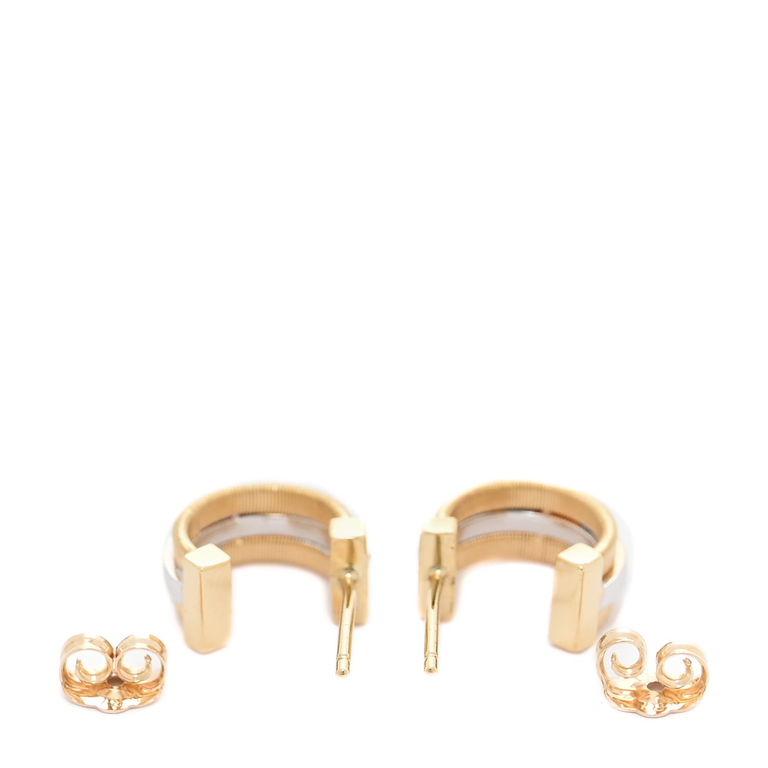 Marco Bicego 18K Yellow White Gold Diamond Masai Coil Hoop Earrings 3 of 6