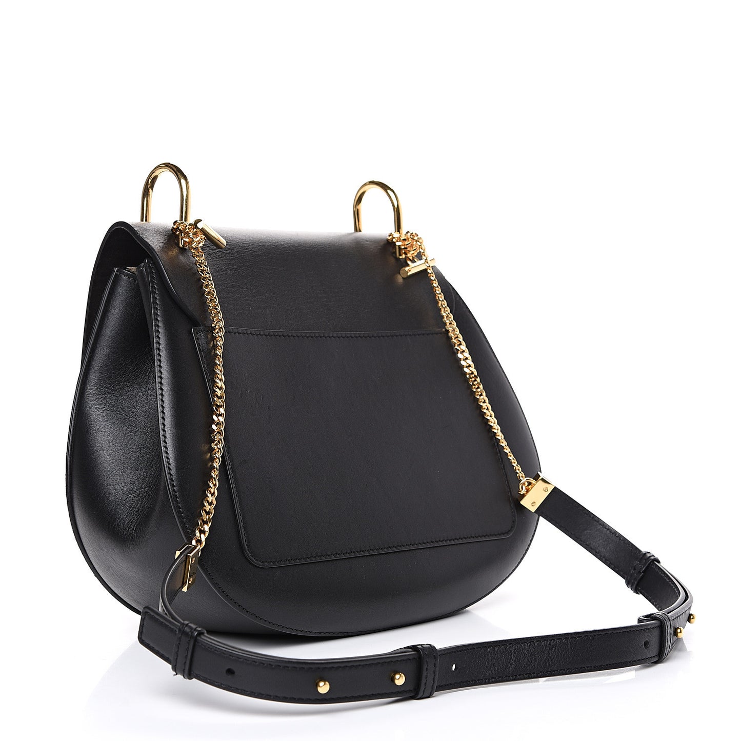 Suede Smooth Calfskin Drew Shoulder Bag Black