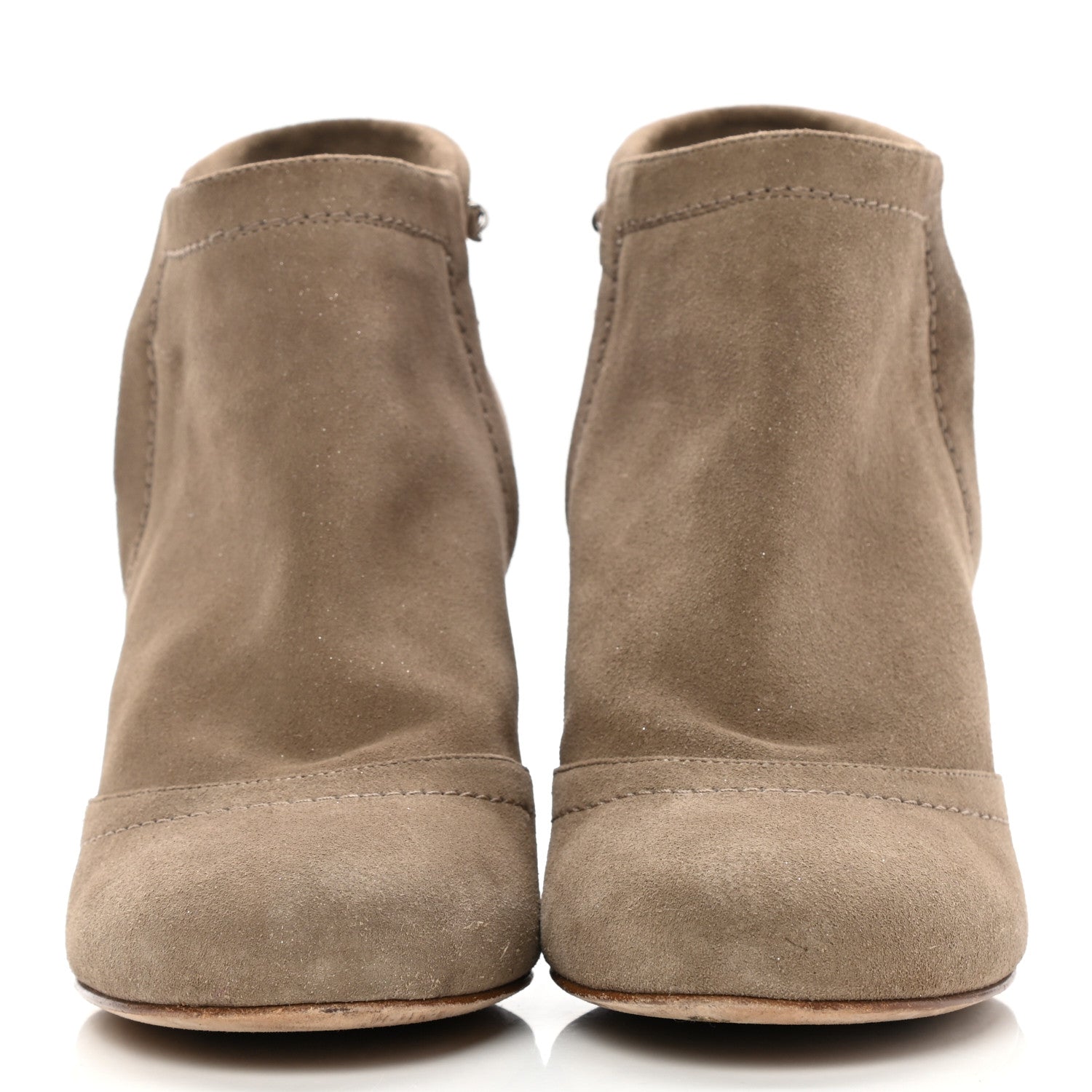 Chanel Suede CC Chain Ankle Boots 40 Beige Fonce 2 of 8