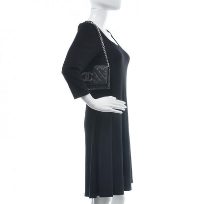 Chanel Glitter Fabric Quilted Flap Clutch With Butterfly Chain Black 2 of 7