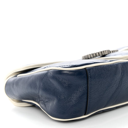 Gucci Vintage Effect Calfskin Matelasse Diagonal Small Torchon GG Marmont Shoulder Bag Blue Agata Mystic White 9 of 10