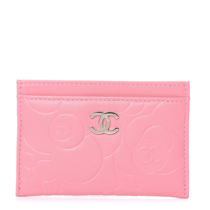Chanel Lambskin Camellia Embossed Card Holder Pink 1 of 11