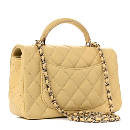 Chanel Lambskin Quilted Mini Top Handle Rectangular Flap Yellow 3 of 10
