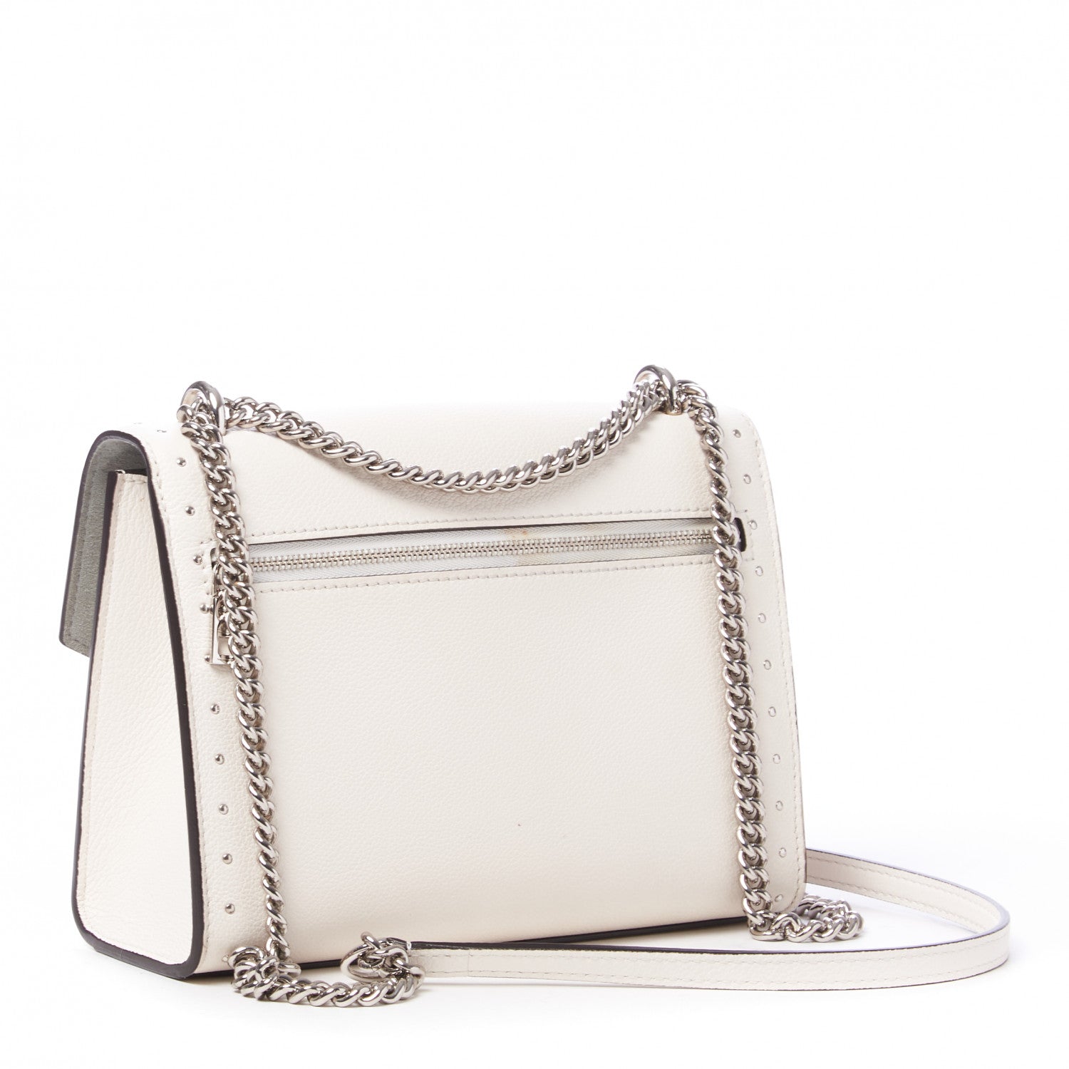 Louis Vuitton Soft Calfskin Studded Mylockme Chain Bag BB White 2 of 10