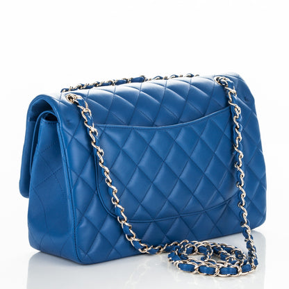 Chanel Lambskin Quilted Jumbo Double Flap Blue 3 of 7