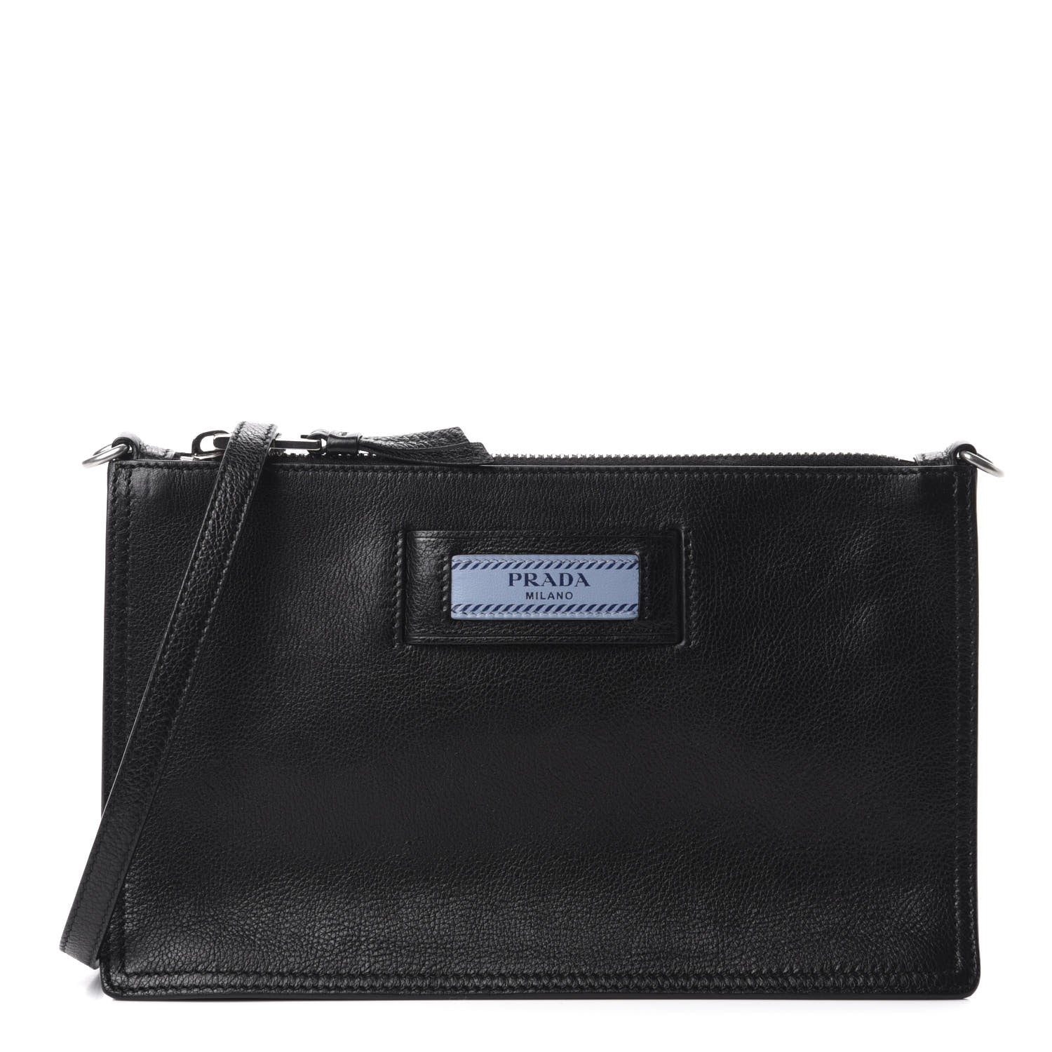 Prada Glace Calf Etiquette Clutch Black 1 of 9
