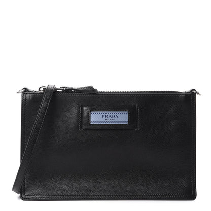 Prada Glace Calf Etiquette Clutch Black 1 of 9
