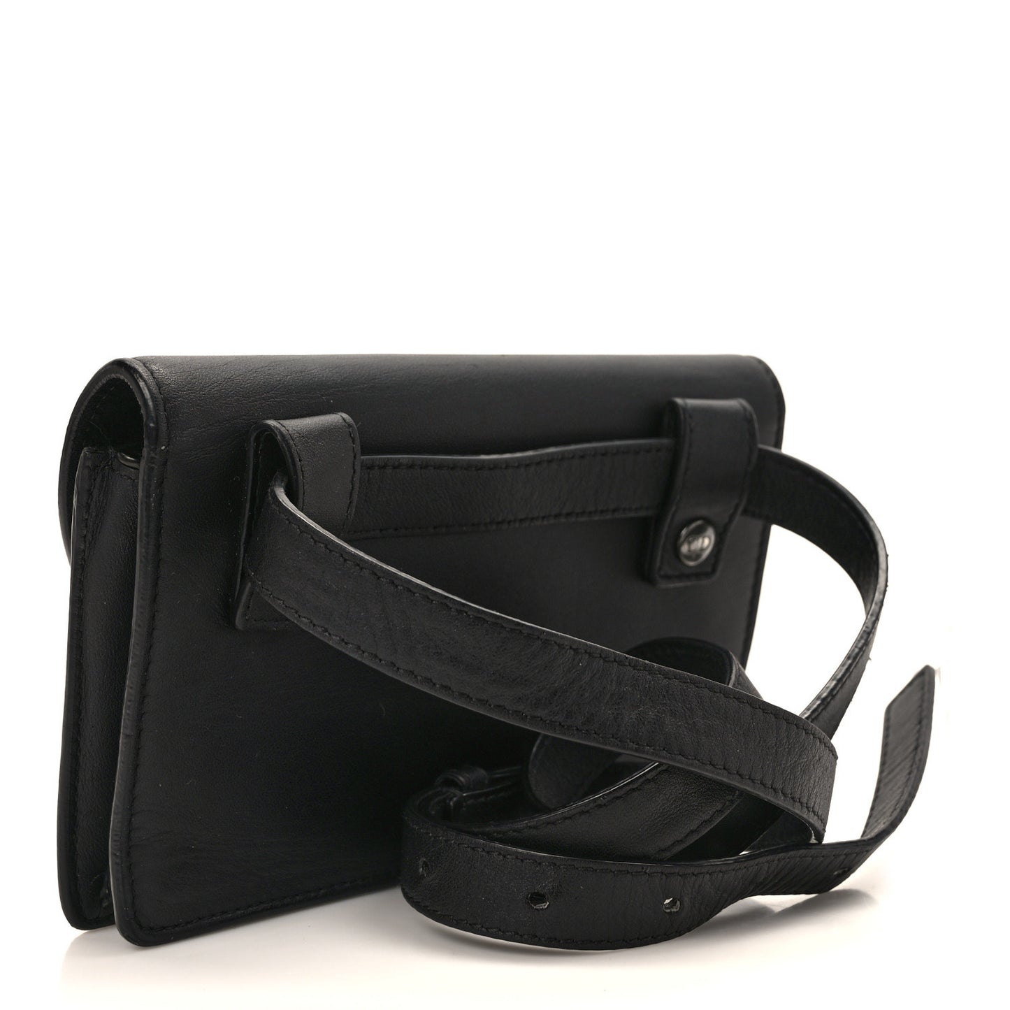 Ultra Matte Calfskin Saddle Belt Clutch Black