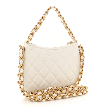 Chanel Shiny Crumpled Lambskin Quilted Trendy Chain Around Hobo White 2 of 13