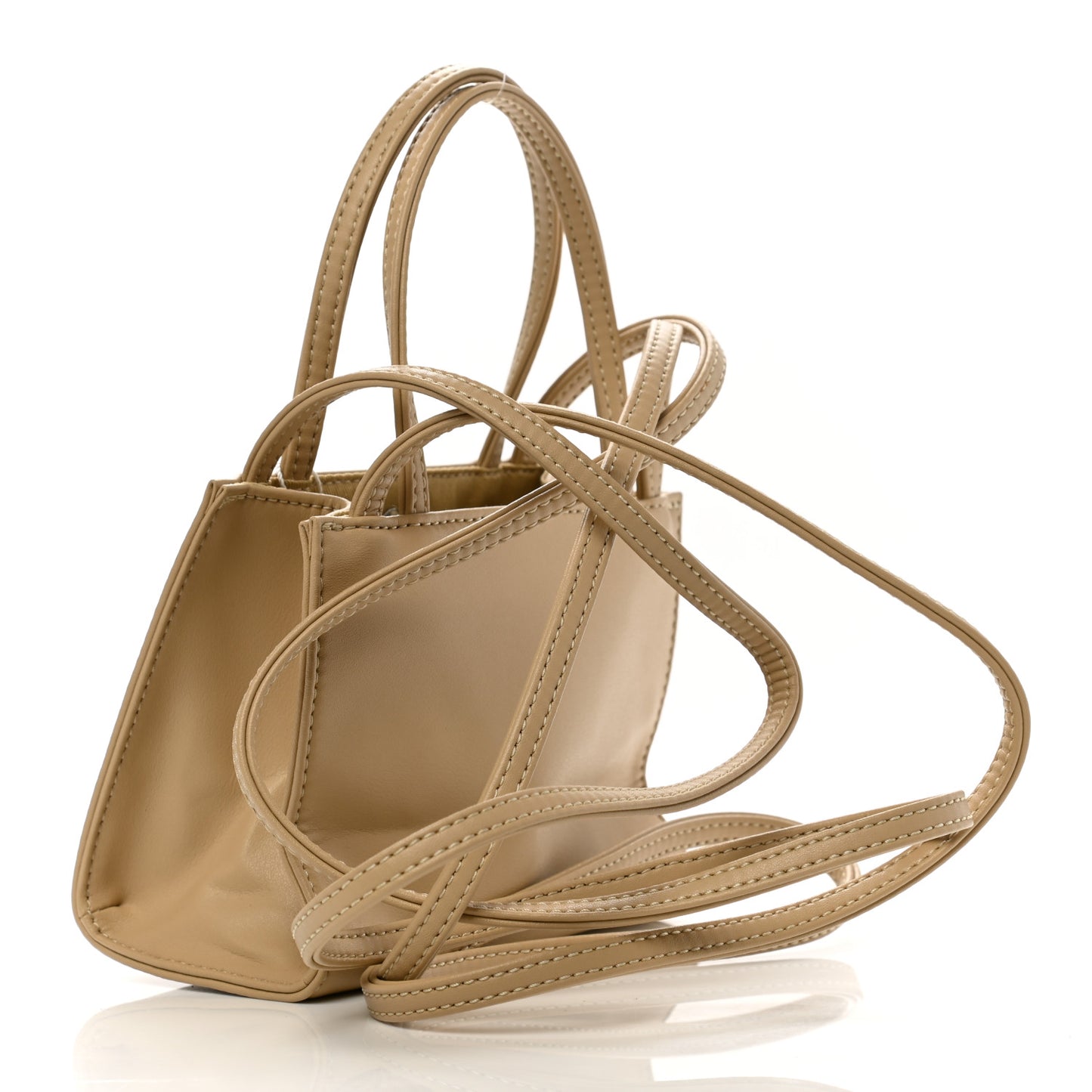 Vegan Leather Small Shopping Bag Cream