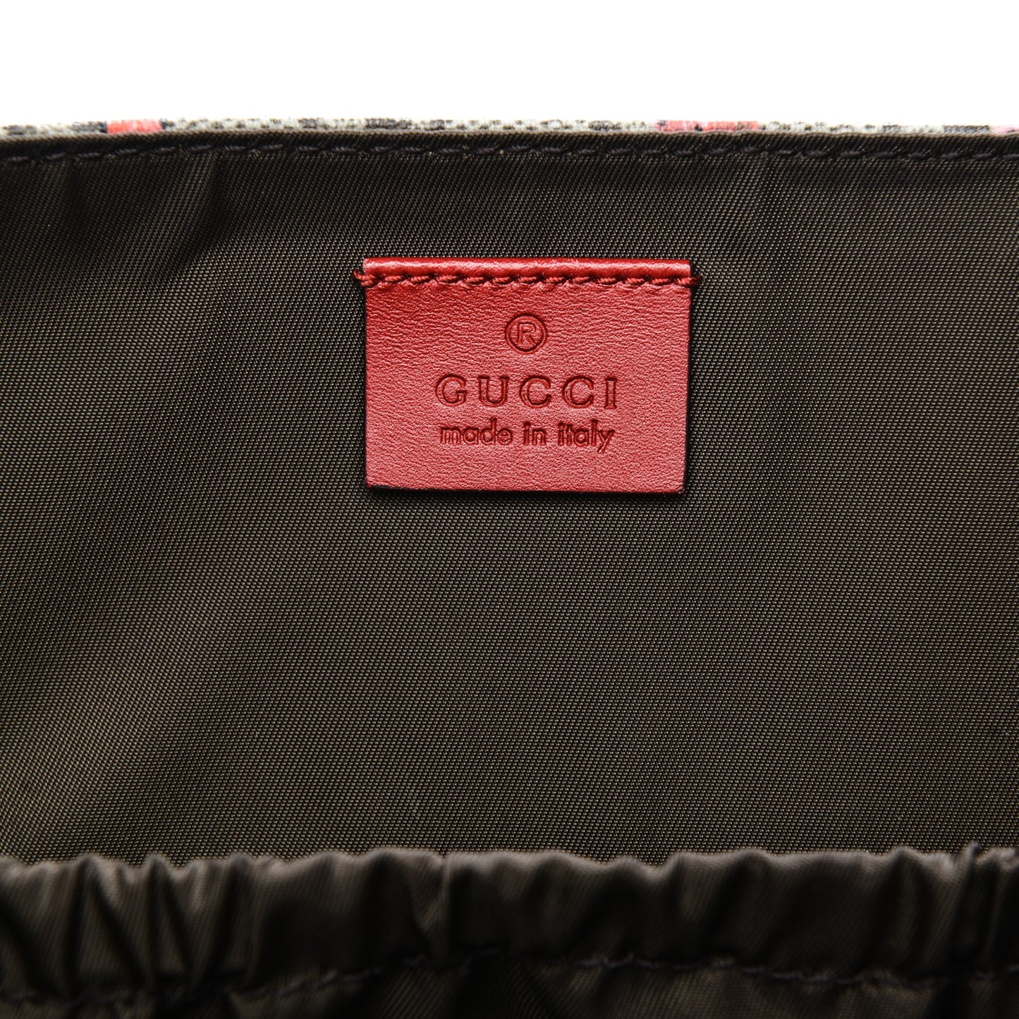 GG Supreme Monogram Strawberry Messenger Diaper Bag Beige