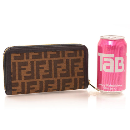 Fendi Zucca Vitello Elite Zip Around Wallet Tobacco 2 of 8