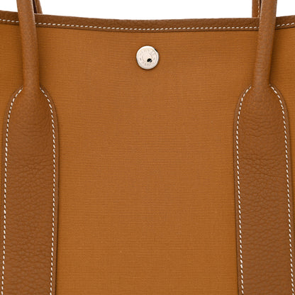 Hermes Toile Militaire Vache Country Verso Garden Party 36 PM Gold Dune Magnolia 8 of 10