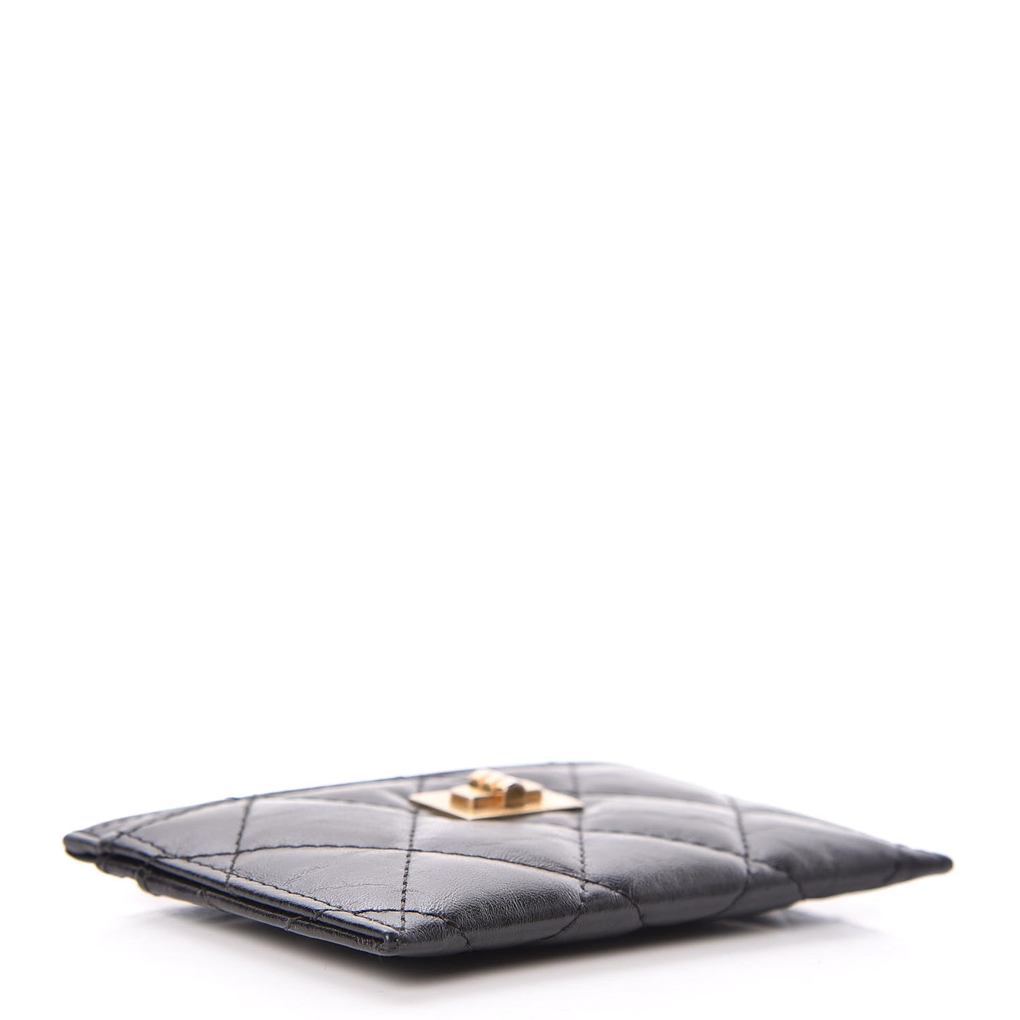 Aged Calfskin Quilted Reissue Card Holder Black