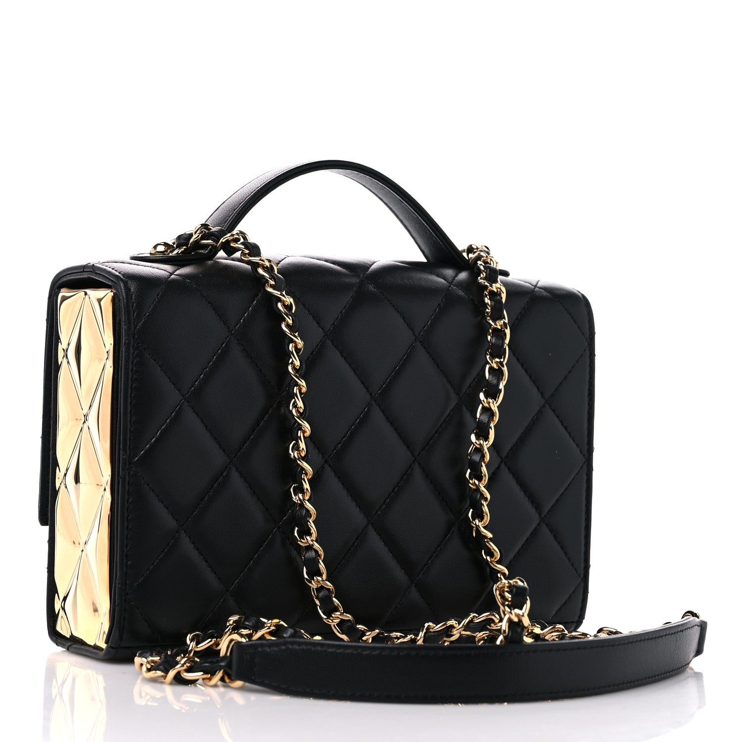 Chanel Lambskin Quilted Mini Golden Plate Flap Black 3 of 10