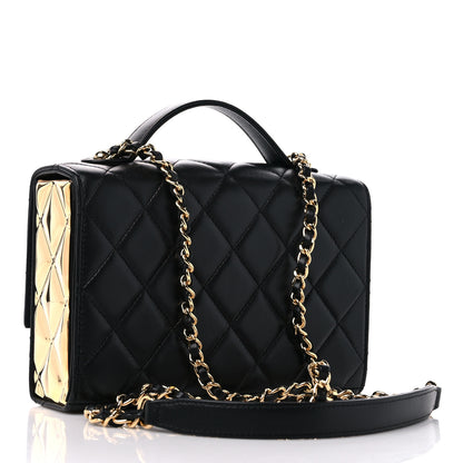 Chanel Lambskin Quilted Mini Golden Plate Flap Black 3 of 10