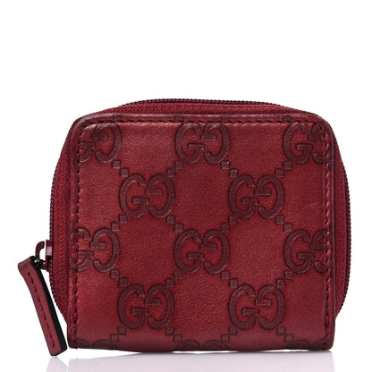 Gucci Metallic Guccissima Zip Around Coin Purse Red 1 of 11