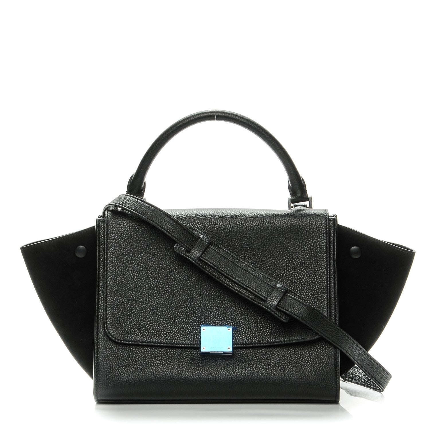 Celine Drummed Calfskin Suede Small Trapeze Black 1 of 6