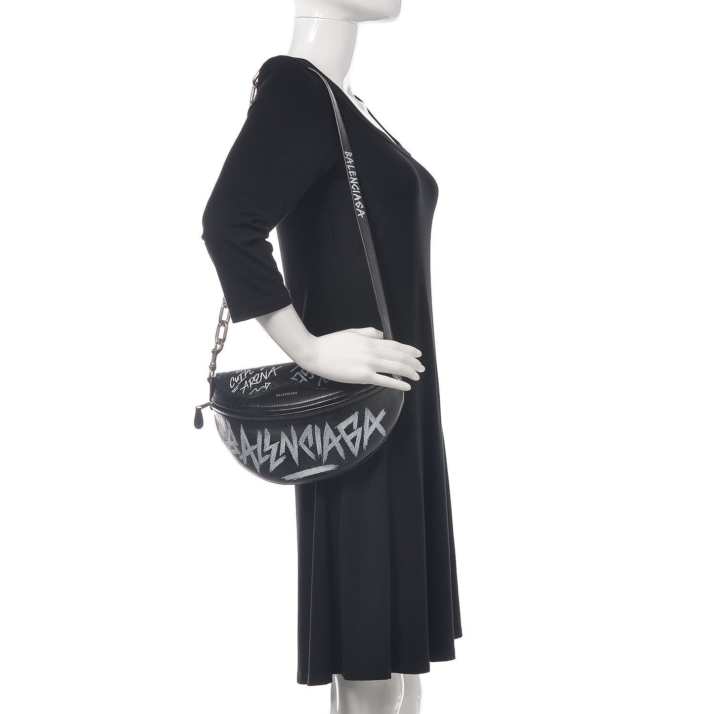 Agneau Arena Graffiti All Over XS Souvenir Belt Bag Black White