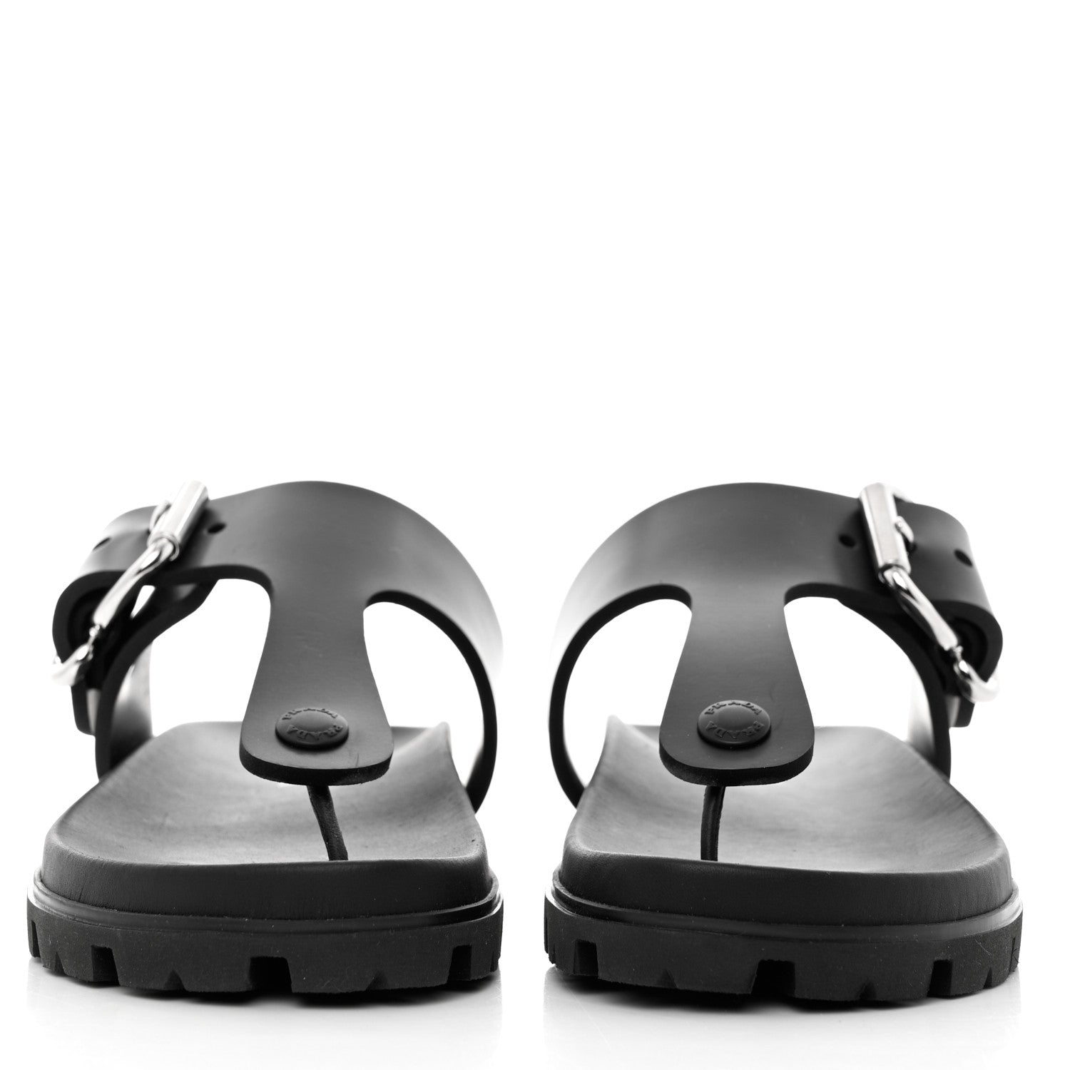 Prada EVA Rubber Buckled Lug Sole 20mm Thong Sandals 37 Black 2 of 12