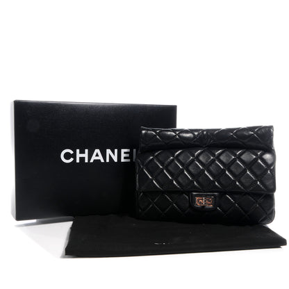 Chanel Lambskin Quilted Medium Roll Reissue Clutch Black 8 of 8