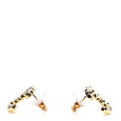 Chanel Resin Pearl Crystal CC Earrings Gold Black 3 of 4