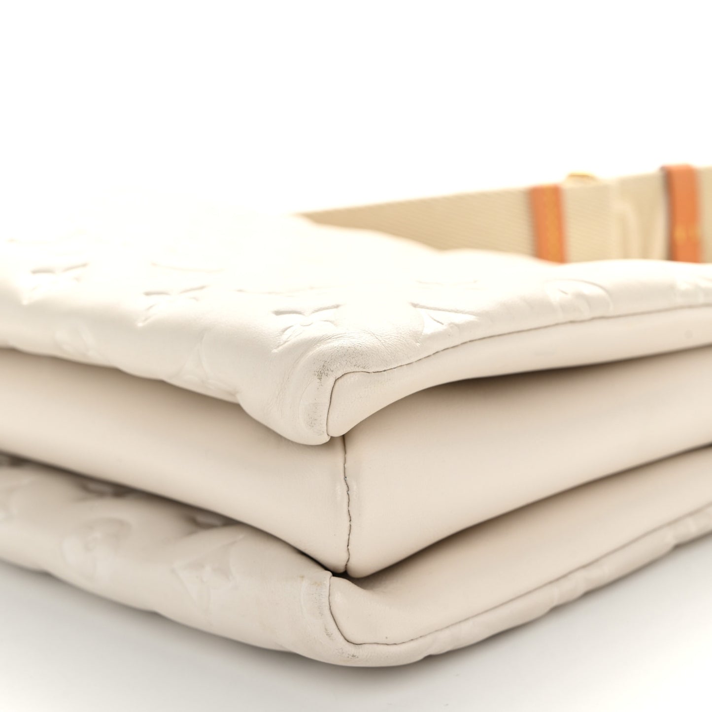 Lambskin Embossed Monogram Coussin PM Beige Cream