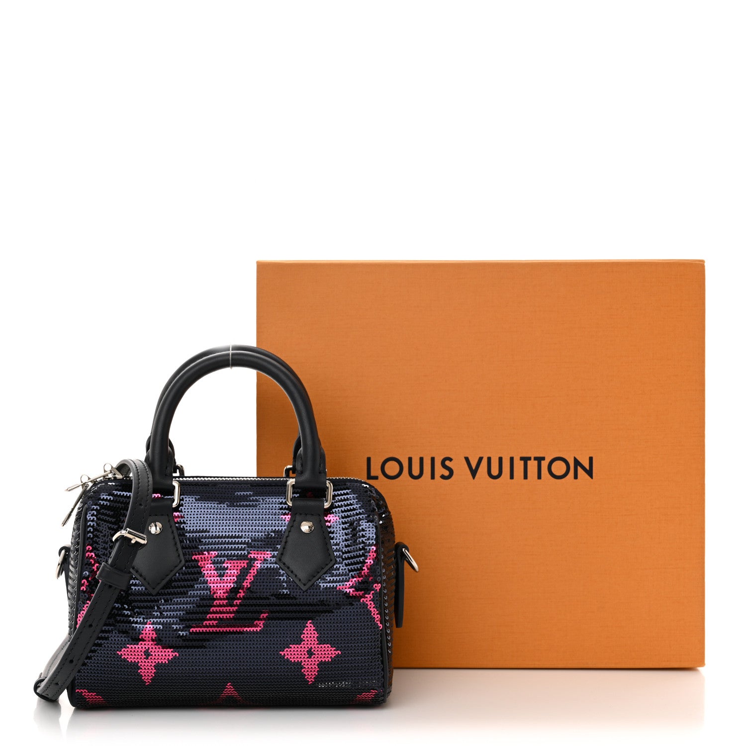 Louis Vuitton Giant Monogram Sequins Speedy Bandouliere 18 Navy Fuchsia 10 of 10
